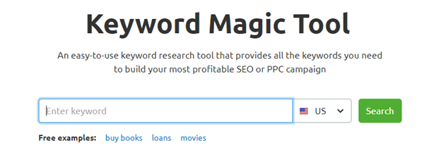 SEMRush keyword magic tool